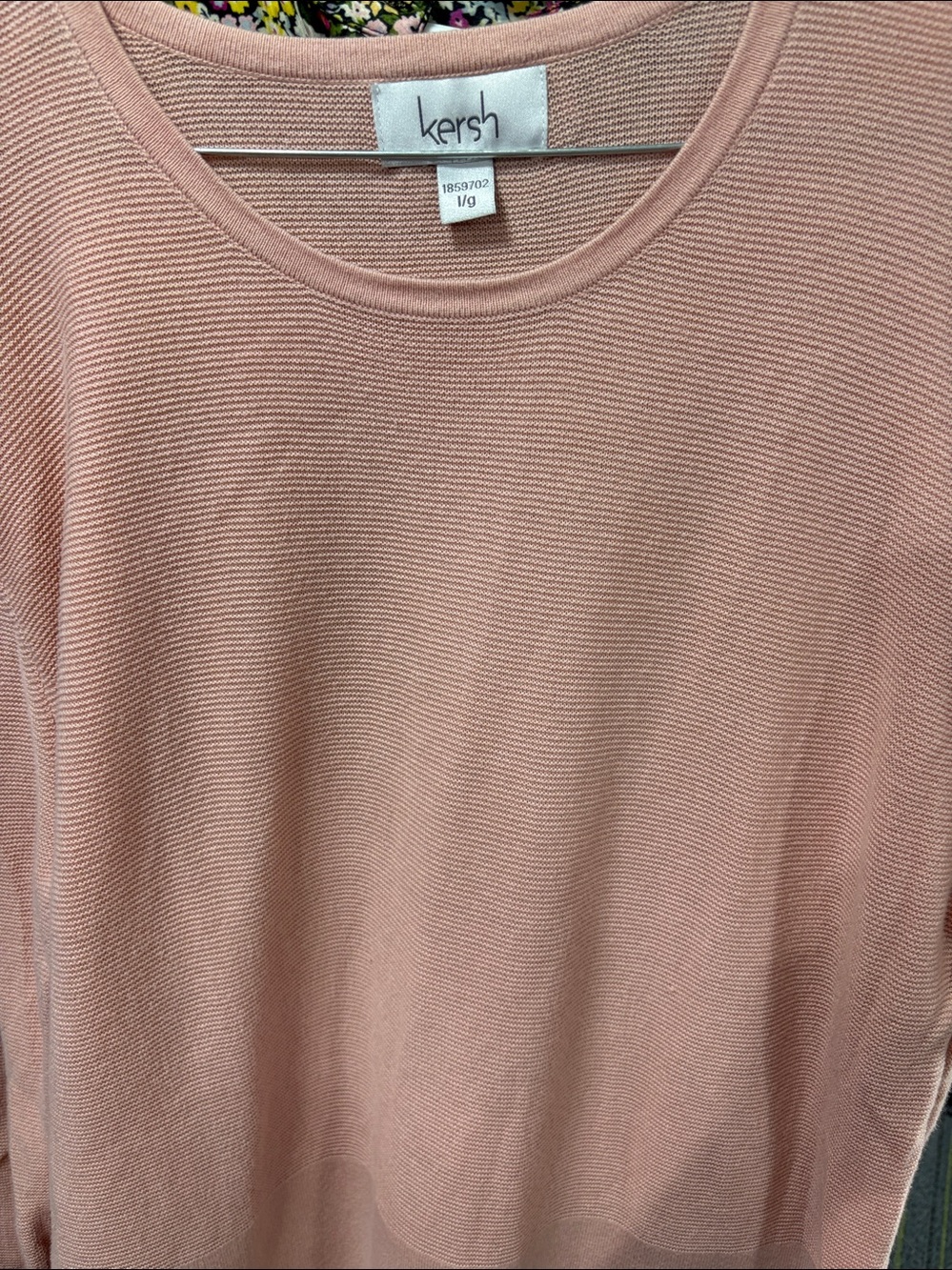 Kersh Women's Soft Blush Pink Ribbed Knit Top